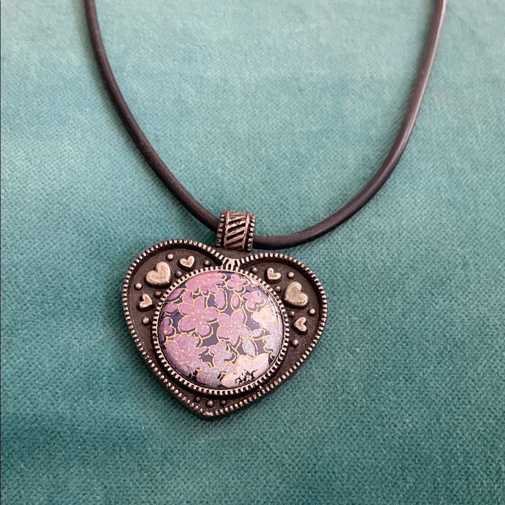 Magnabilities heart pendant on black cable necklace